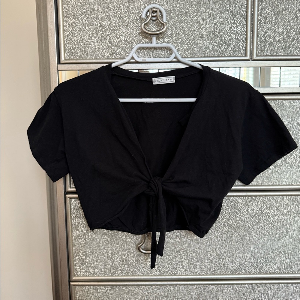 Emory Park Cropped Tie-Front Top